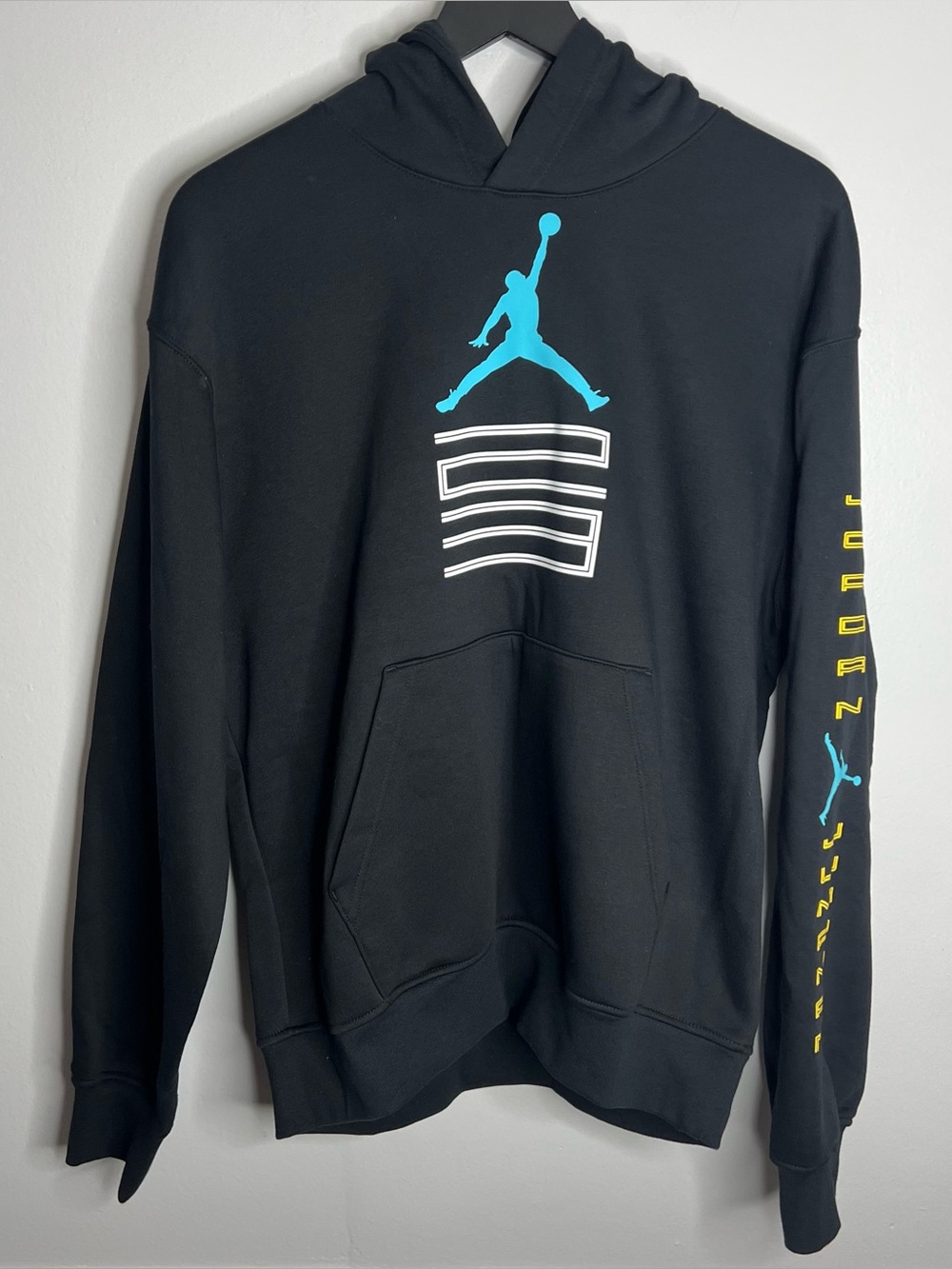 Jordan Air Jordan 11 Gamma Blue Fleece Pullover Hoodie Mens Medium Black
